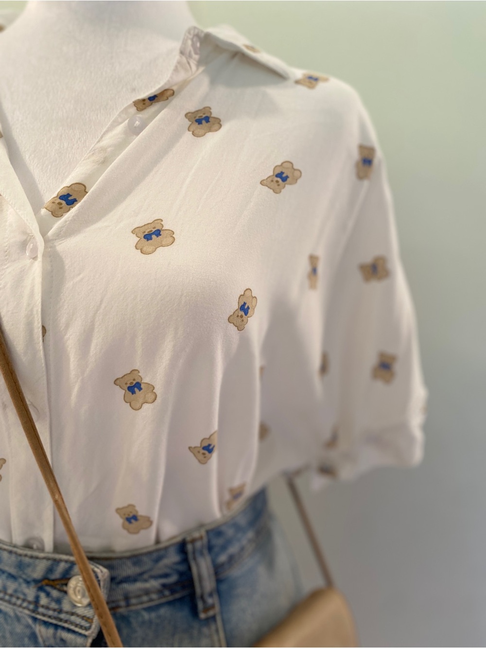 Japna Teddy Bear Print Button-Up Top – Women's Large - Picture 3 of 7